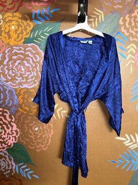Women’s Satin Kimono Robe - Royal Blue
